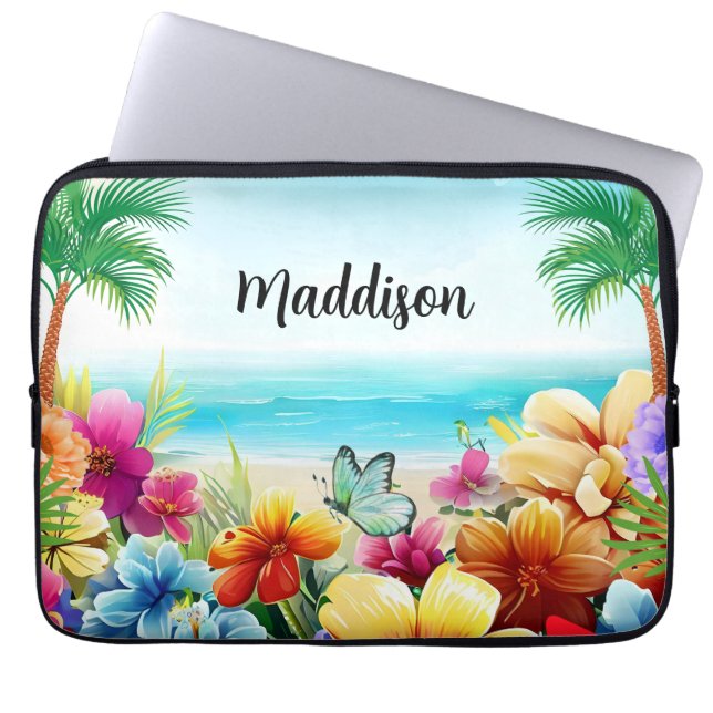 Capa Para Notebook Cena de Praia de Verão Divertida (Frente)