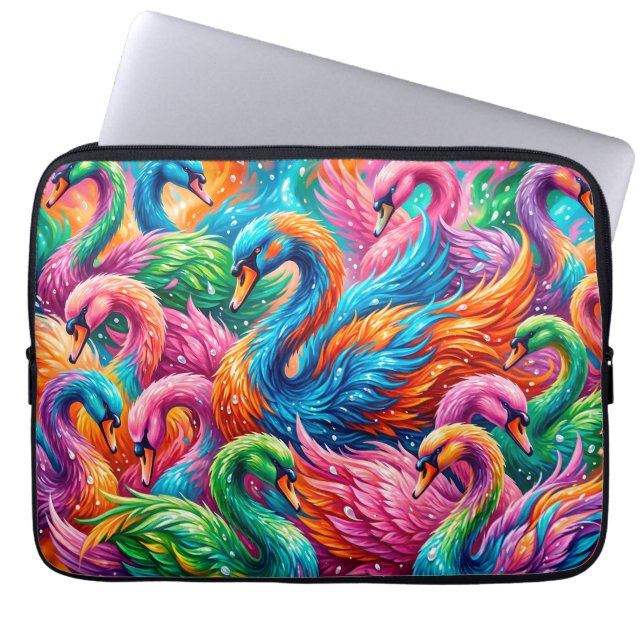 Capa Para Notebook Cena de Sonho de Cisne Vibrante – Boho Psicodélico (Frente)