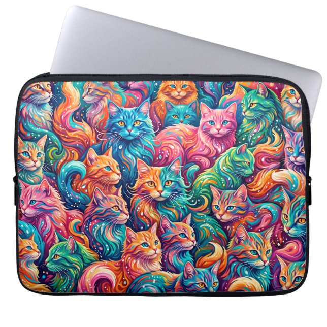 Capa Para Notebook Cena de Sonho de Gato Vibrante – Boho Psicodélico (Frente)