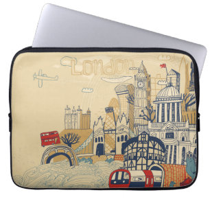 Capa Para Notebook Cena do Doodle de Londres