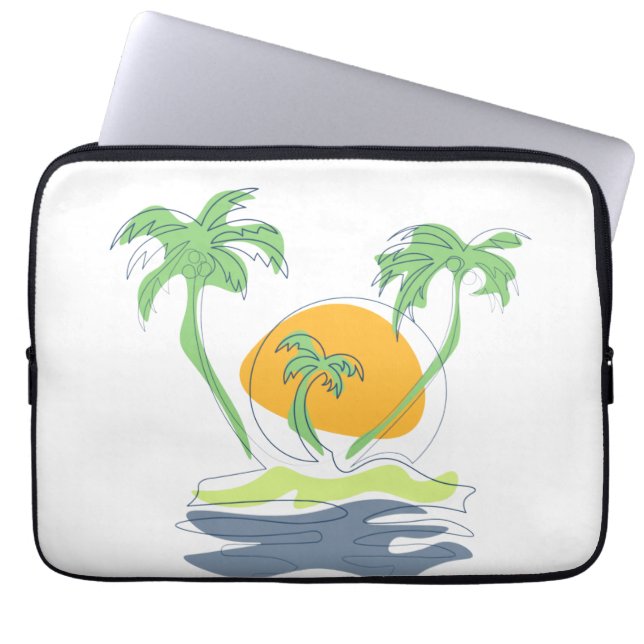 Capa Para Notebook Cenário de praia de ilha tropical. Árvore de palme (Frente)