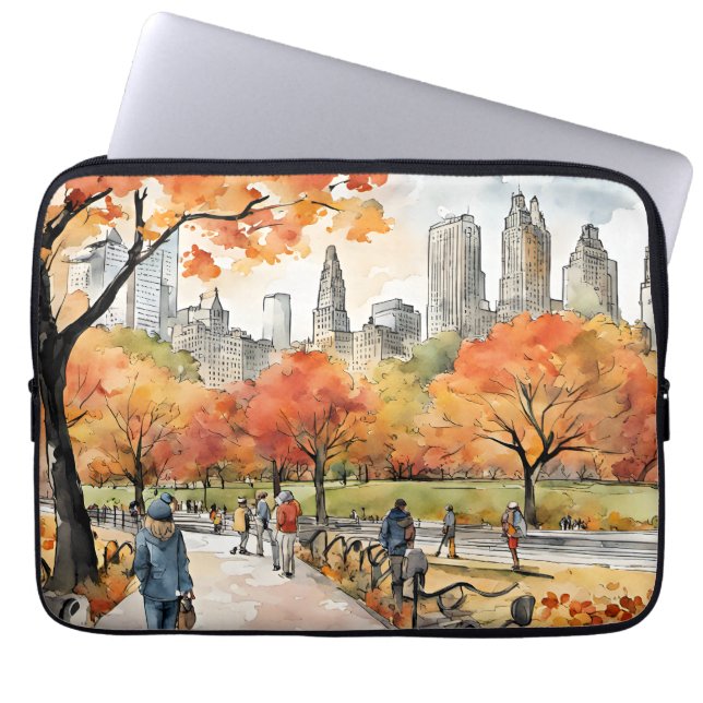 Capa Para Notebook Central Park, aquarelas, geradas pelo AI, (Frente)