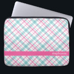 Capa Para Notebook Cerceta e teste padrão cor-de-rosa da xadrez<br><div class="desc">Design personalizado da xadrez teste padrão à moda e chique.</div>