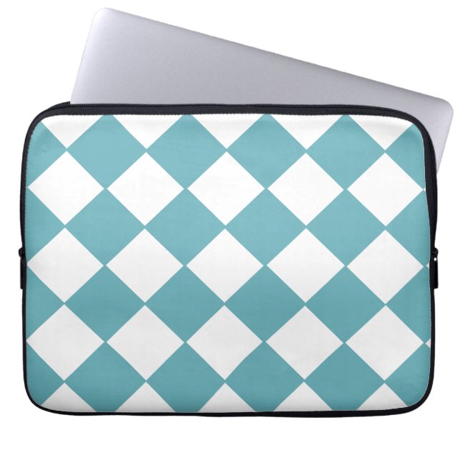 Capa Para Notebook Cerceta na moda e teste padrão branco do tabuleiro (Frente)