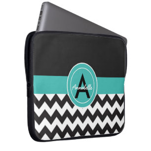 Capa Para Notebook Cerceta preta Chevron