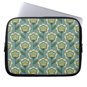 Capa Para Notebook Cerceta & teste padrão floral do amarelo