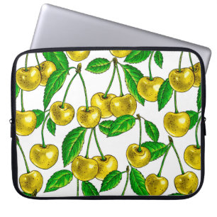Capa Para Notebook Cerejas amarelas em branco