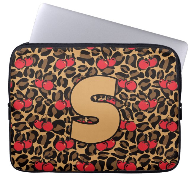 Capa Para Notebook Cerejas-Leopardo Personalizadas (Frente)