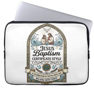 Capa Para Notebook Certificado de Batismo de Jesus Estilo Certificado