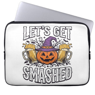 Capa Para Notebook Cerveja de Abóbora Halloween Let's Get Smashed
