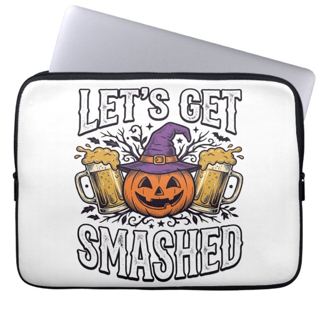 Capa Para Notebook Cerveja de Abóbora Halloween Let's Get Smashed (Frente)
