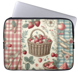 Capa Para Notebook Cesta de Frutas Gingham Diversão