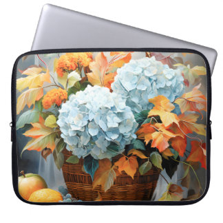 Capa Para Notebook Cesta Floral de Outono em Aquarela Rústica