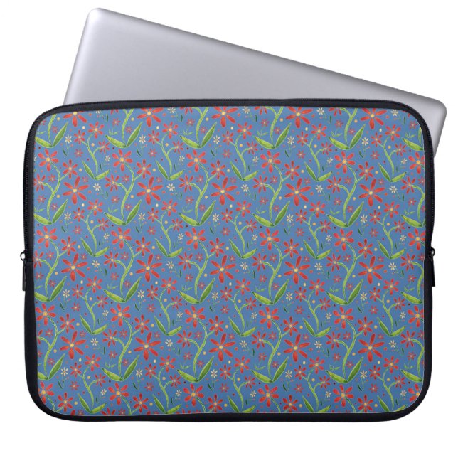 Capa Para Notebook Céu Azul | Margaridas Dançantes em Aquarela (Frente)