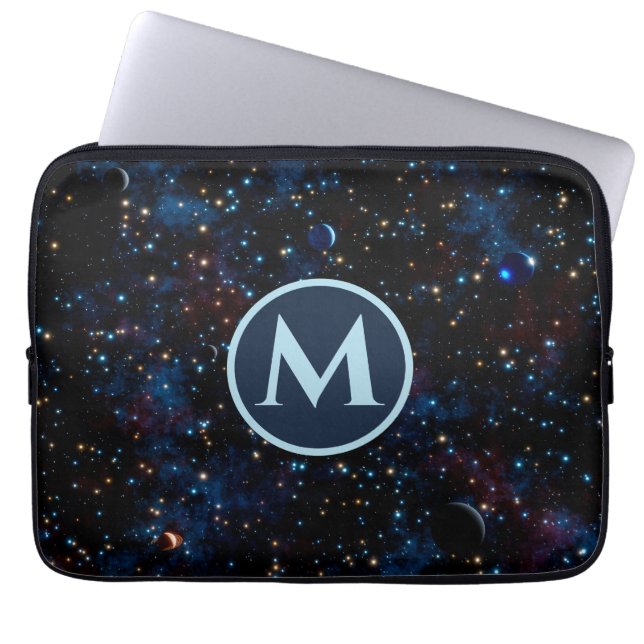 Capa Para Notebook Céu noturno com estrelas e planetas personalizados (Frente)