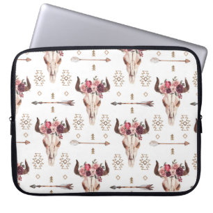 Capa Para Notebook Céu-touro nativo e flechas, padrão sem soldadura t