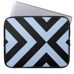 Capa Para Notebook Cevrons Azul-Claro e Preto