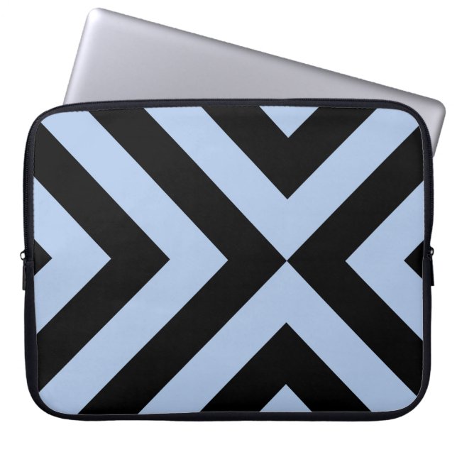 Capa Para Notebook Cevrons Azul-Claro e Preto (Frente)