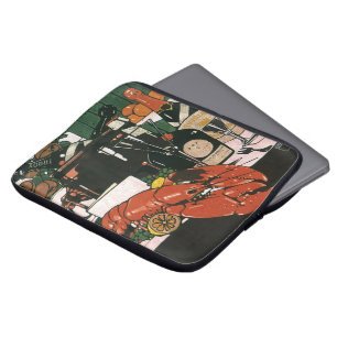 Capa Para Notebook Champagne de Lagosta Vintage; Festa Elegante e Chi