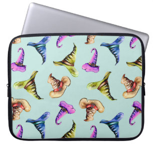 Capa Para Notebook Chapéus antigos de aquarela: fundo azul.