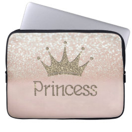 Capa Para Notebook Charming Chic Tiara Princess, Glitter Bokeh