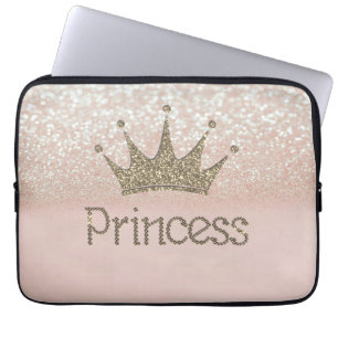 Capa Para Notebook Charming Chic Tiara Princess, Glitter Bokeh