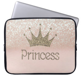 Capa Para Notebook Charming Chic Tiara Princess, Glitter Bokeh
