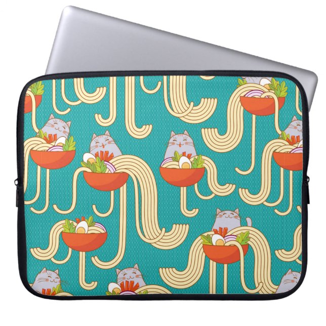 Capa Para Notebook Chatos de macarrão e gatos engraçados. Noodles com (Frente)