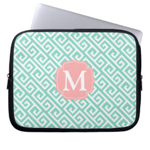 Capa Para Notebook Chave grega elegante do azul de turquesa do Aqua