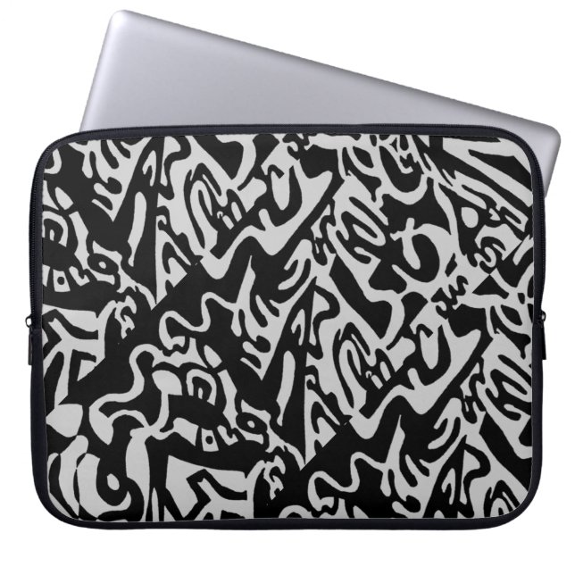 Capa Para Notebook "Chaves", abstrato digital B&W (Frente)