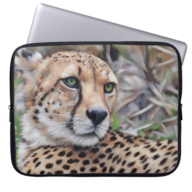 Capa Para Notebook Cheetah Cat Nature Laptop Sleeve Cover (Frente)