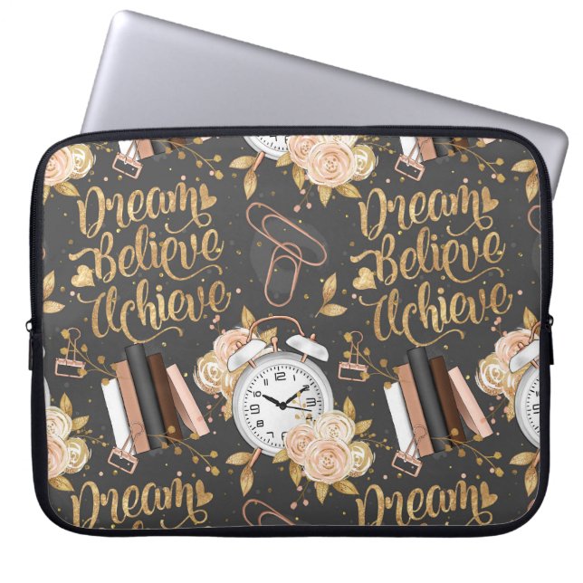 Capa Para Notebook Chefe Garota - Sonhe, Acredite, Alcance (Frente)