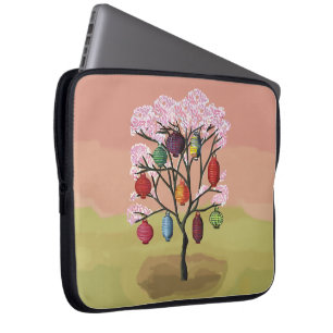 Capa Para Notebook Cherry Blossom com lanternas de papel orientais