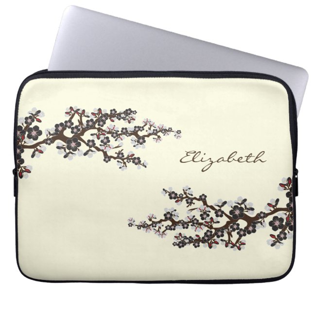 Capa Para Notebook Cherry Blossoms Sakura Bolsa de laptop (preto) (Frente)