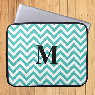 Capa Para Notebook Chevron Azul com Monograma