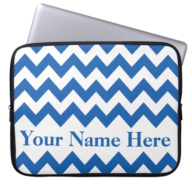 Capa Para Notebook Chevron Azul Negrito com texto personalizável (Frente)