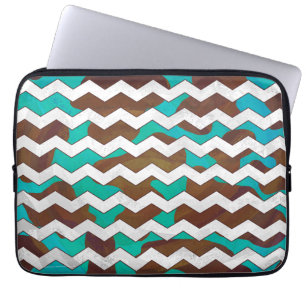 Capa Para Notebook Chevron Cow Brown e Teal Impressão
