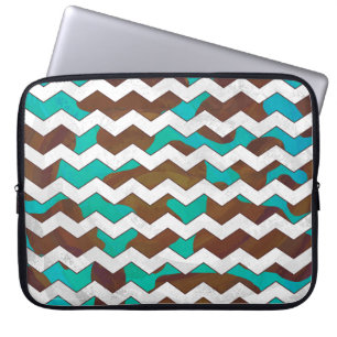 Capa Para Notebook Chevron Cow Brown e Teal Impressão