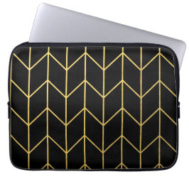 Capa Para Notebook Chevron Dourado no chique moderno do fundo preto