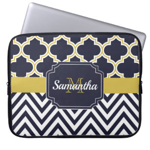 Capa Para Notebook Chevron e Quatrefoil