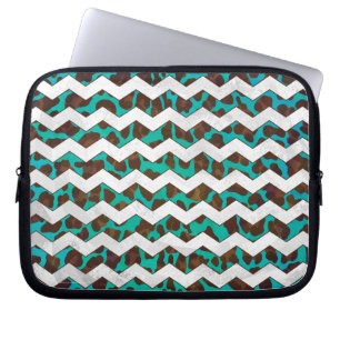 Capa Para Notebook Chevron Leopard Brown e Teal Impressão