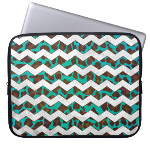 Capa Para Notebook Chevron Leopard Brown e Teal Impressão