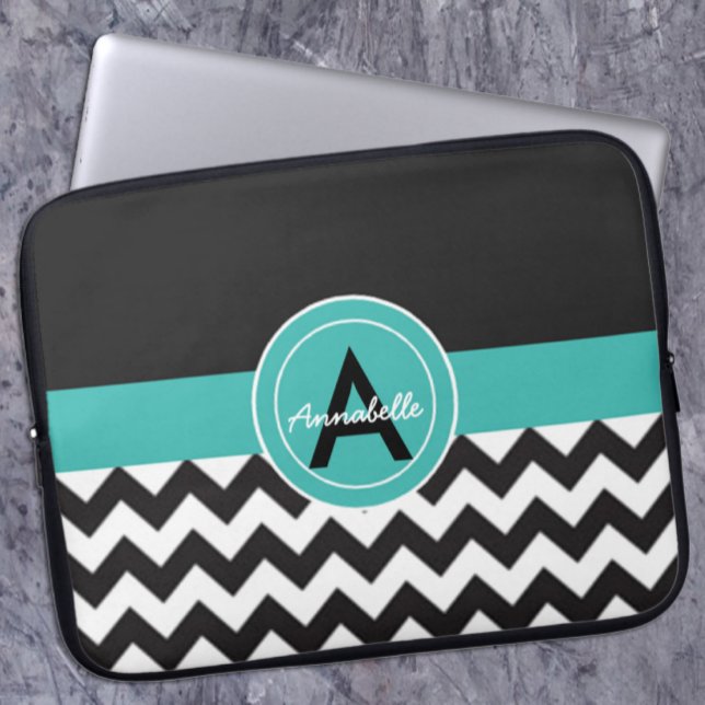 Capa Para Notebook Chevron Preto Teal (Criador carregado)