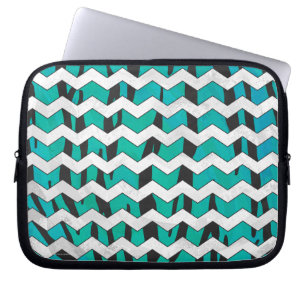 Capa Para Notebook Chevron Tiger Black and Teal Impressão