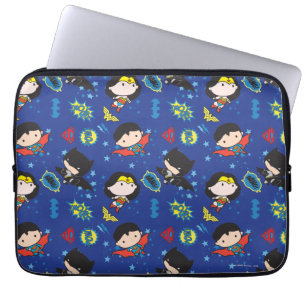 Capa Para Notebook Chibi Mulher Maravilha, Super-Homem e Padrão de B