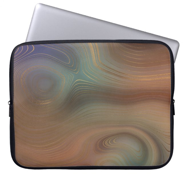 Capa Para Notebook Chic Earthy Strata | Agato natural de pedra de cob (Frente)