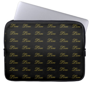 Capa Para Notebook Chic Grafite Dourado Branco Amor Caligrafia Casame