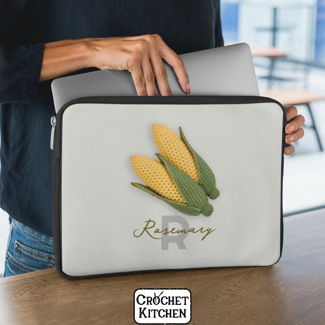 Capa Para Notebook Chic Grandma's Garden Modern Crochet Corn Name (Criador carregado)