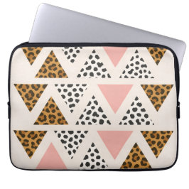 Capa Para Notebook Chic Leopard & Pink Triangle Pattern