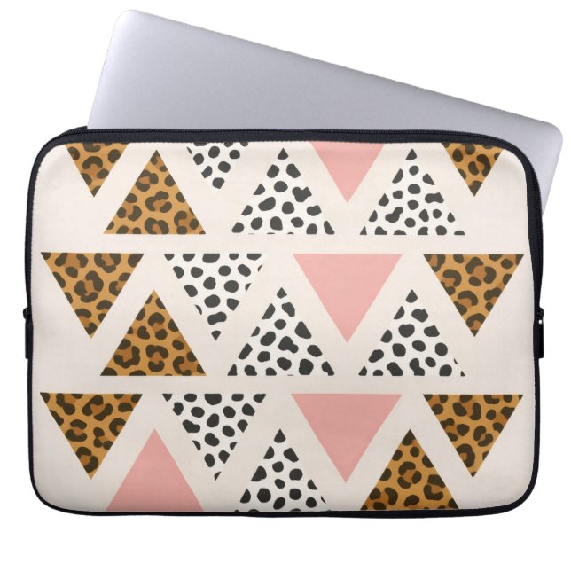Capa Para Notebook Chic Leopard & Pink Triangle Pattern (Frente)
